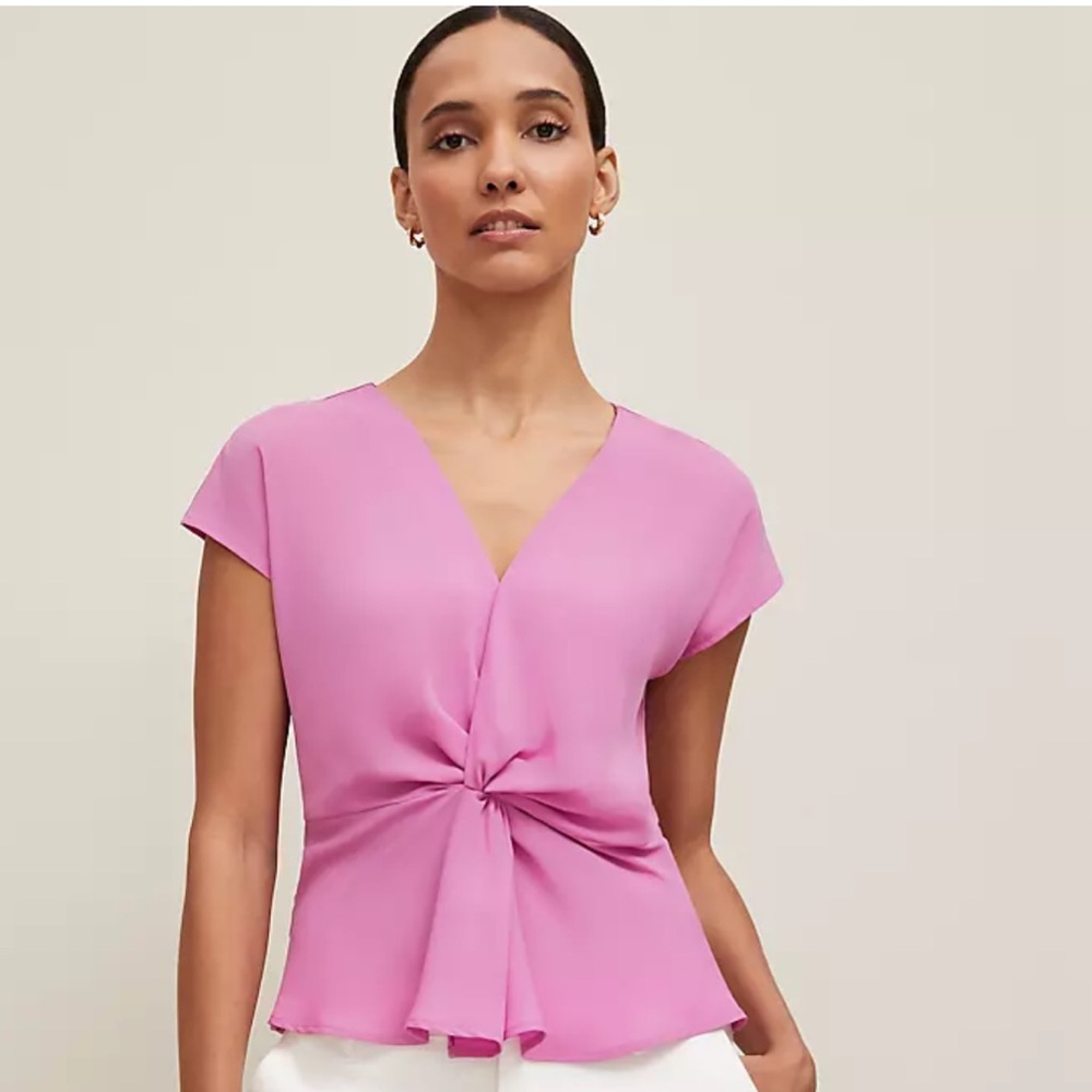 Ann Taylor Knotted V-Neck Top Lavender Sz Small NWT